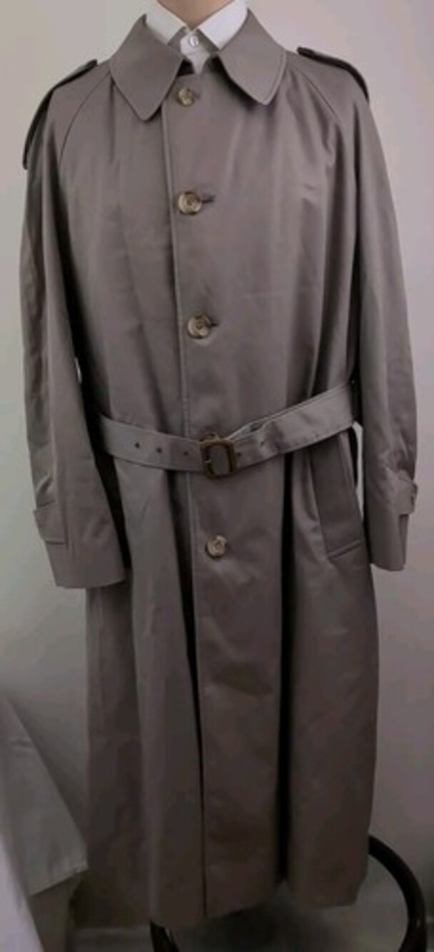 Aquascutum Aqua 5 Mens Light Brown Belted Long Trench Overcoat Jacket Size 40 R